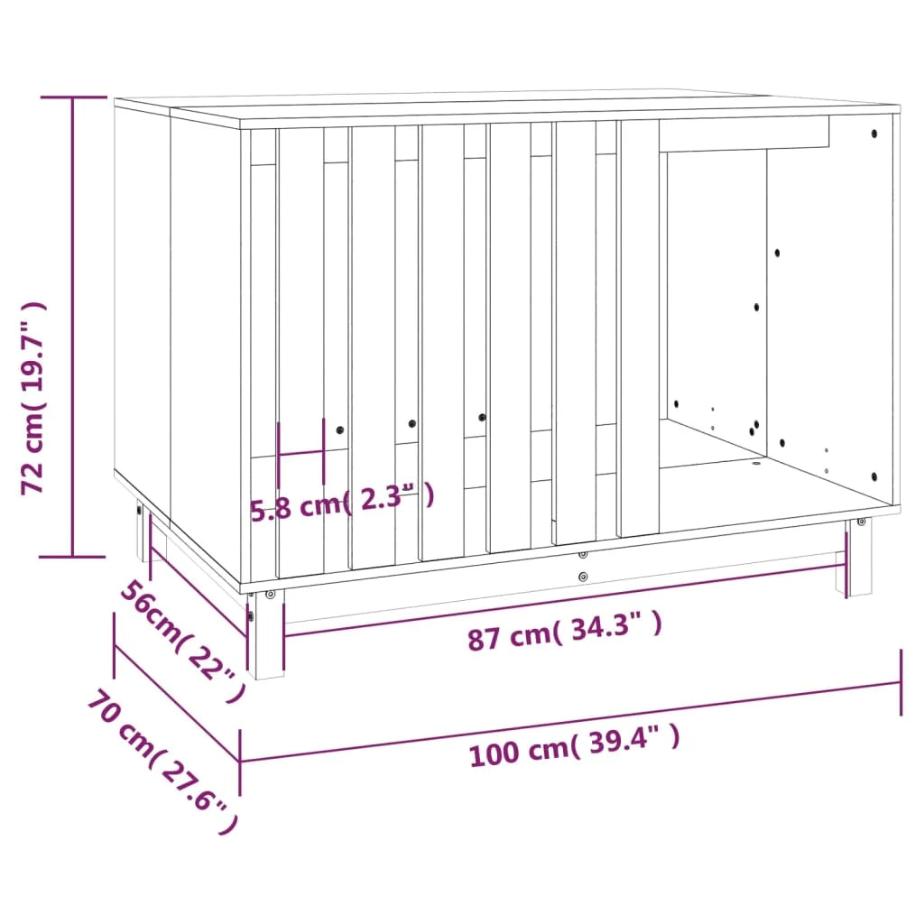 Cuccia per cani 100 x 70 x 72 cm in legno di pino massiccio marrone 02_0043434