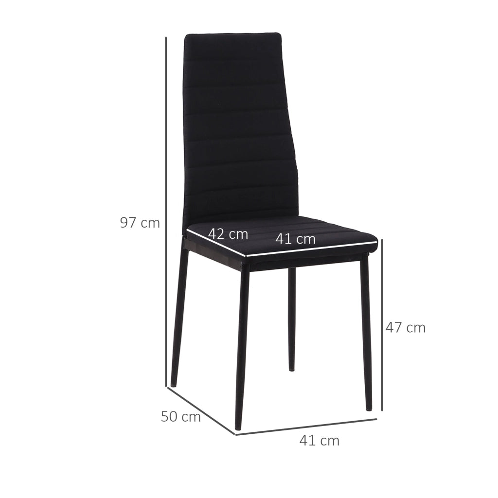 Set 4 Sedie 41x50x97 cm in Tessuto Nero