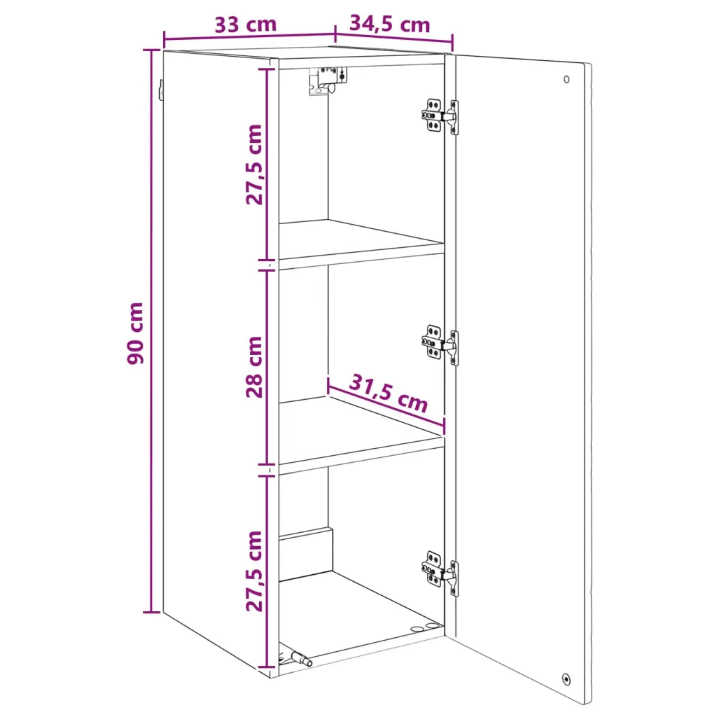 Mobiletto a muro Nero 33 x 34,5 x 90 cm Legno ingegnerizzato 898756