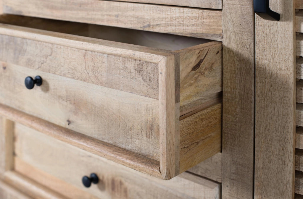 Credenza in legno massello di mango con due ante centrali