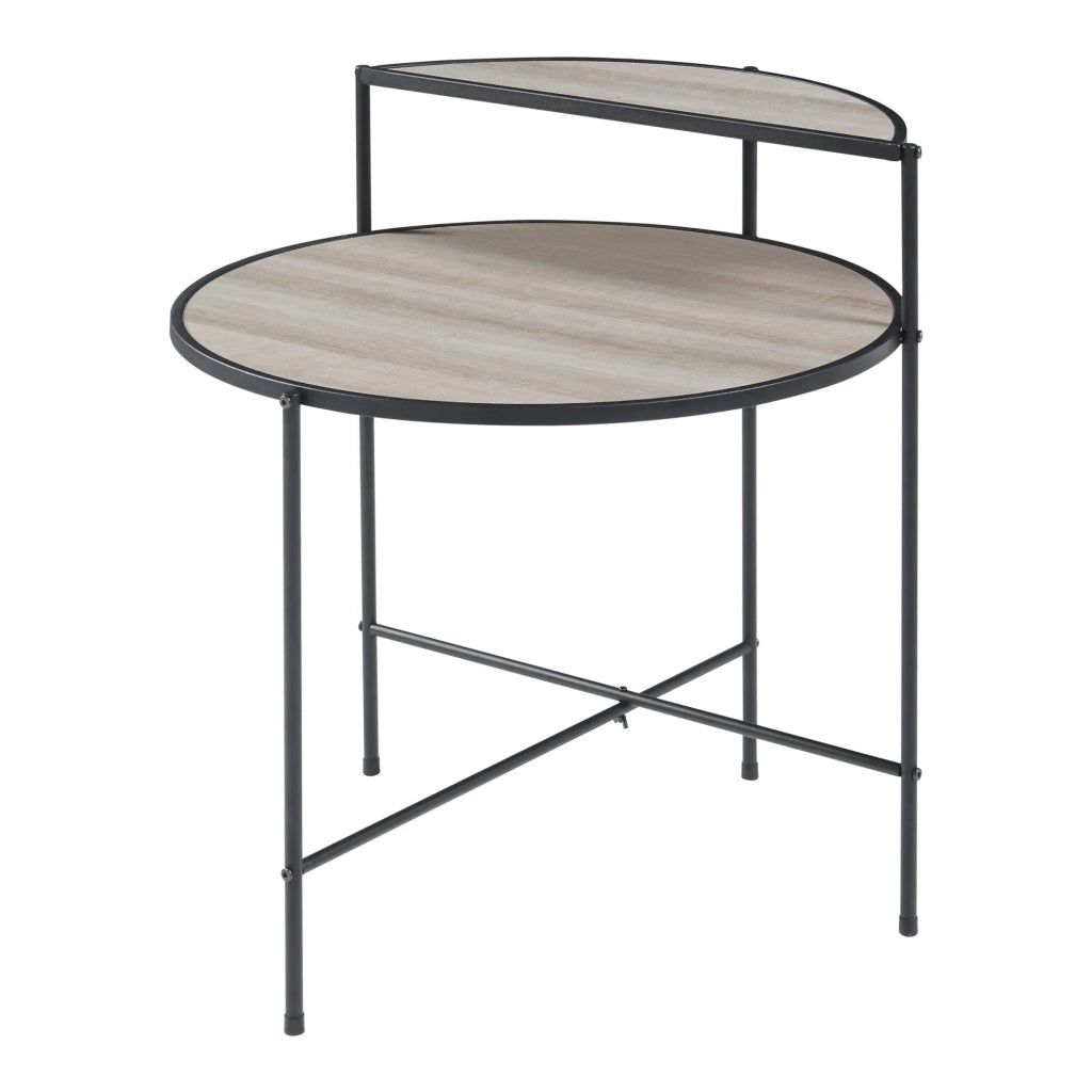 Tavolino rotondo con ripiano in metallo 68 x 62 cm MDF grigio 03_0010953