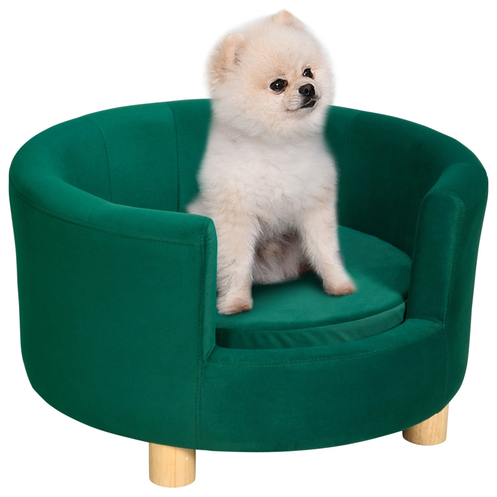 Divano per cani ¨C zephmum ¨C Verde, Tessuto lavabile, Gambe in legno