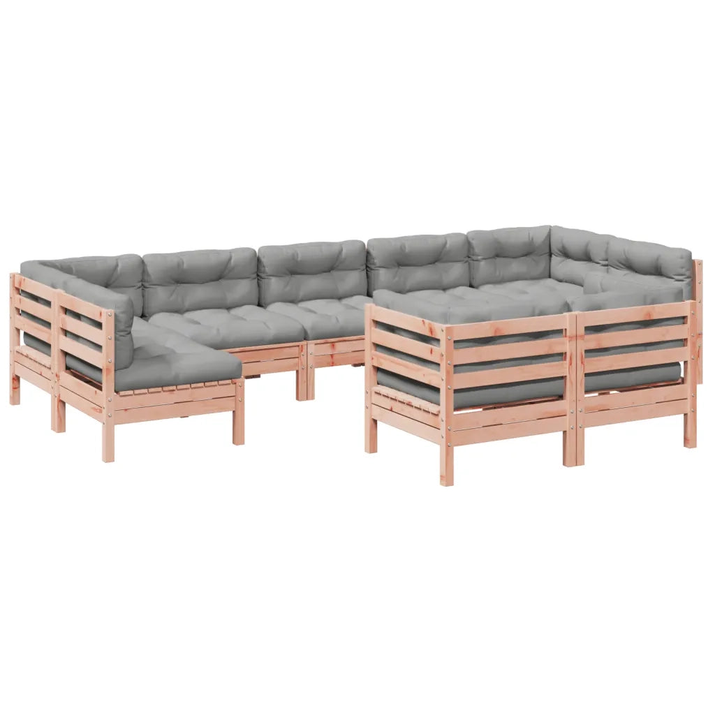 Set Divani Giardino 9 pz Cuscini Legno Massello Abete Douglas 3299634