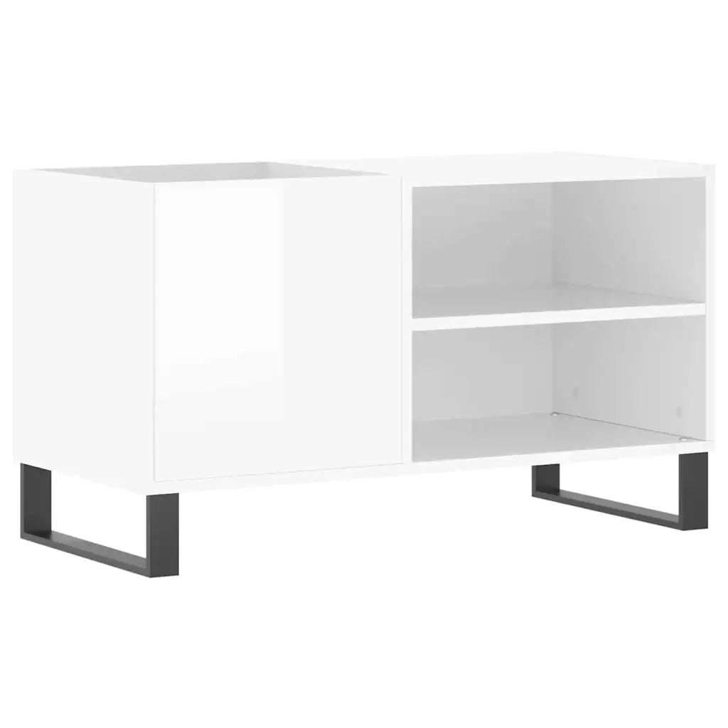 Mobile Porta Dischi Bianco Lucido 85x38x48 cm Legno Multistrato 831710