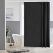 Douchegordijn, nero, resistente alla muffa, tessuto in poliestere, lavabile, piccoli tendaggi per la doccia, impermeabile, per vasca da bagno o bagno, con 10 ganci, 150 x 200 cm