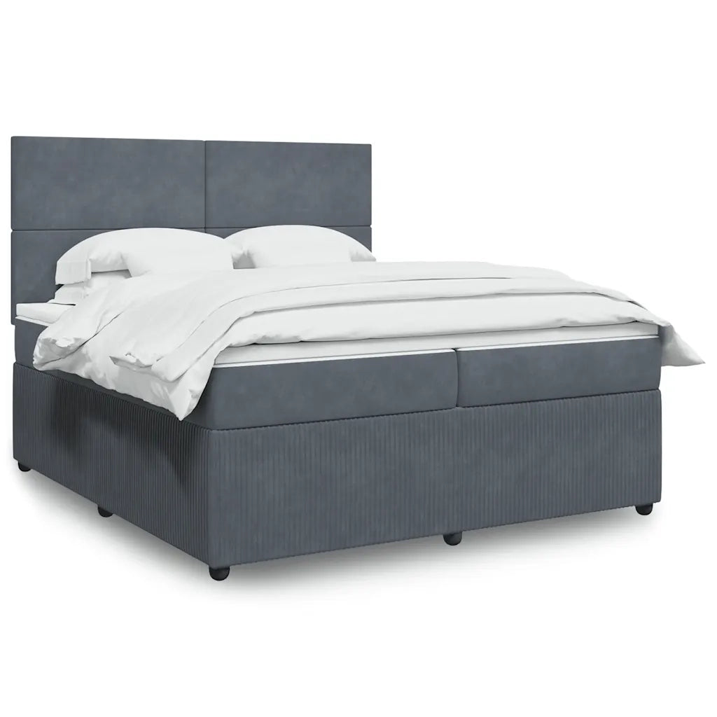 Giroletto a Molle con Materasso Grigio Scuro 200x200 cm Velluto 3294725