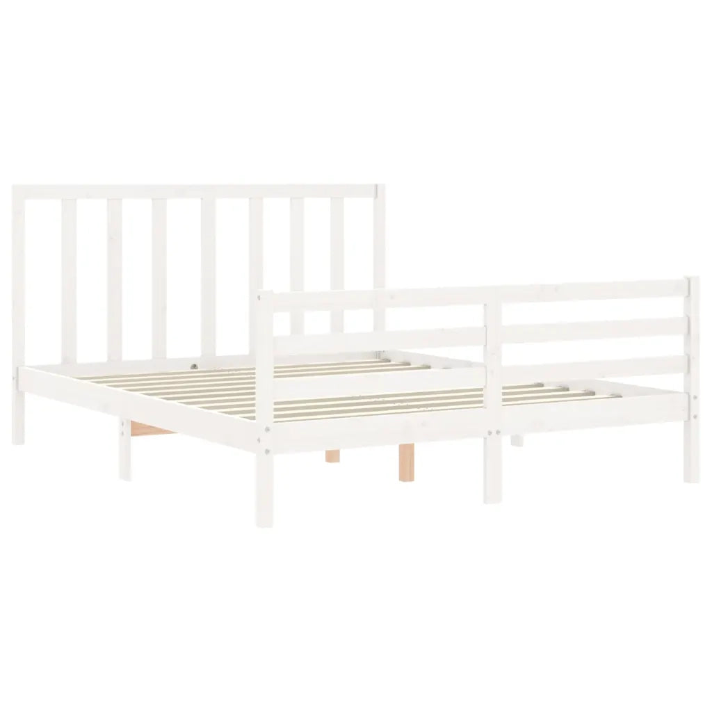 Giroletto senza Materasso-Struttura Letto Bianco 160x200 cm Legno Massello Pino 284580