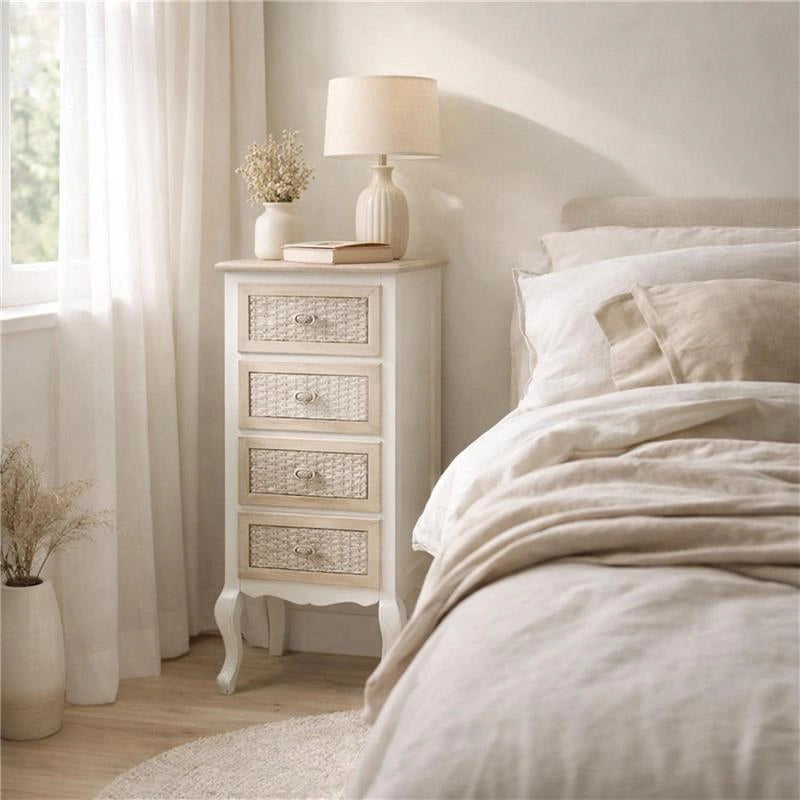 CHARM CASSETTIERA A 4 CASSETTI 40X35X100 CM COLORE BIANCO E CREMA
