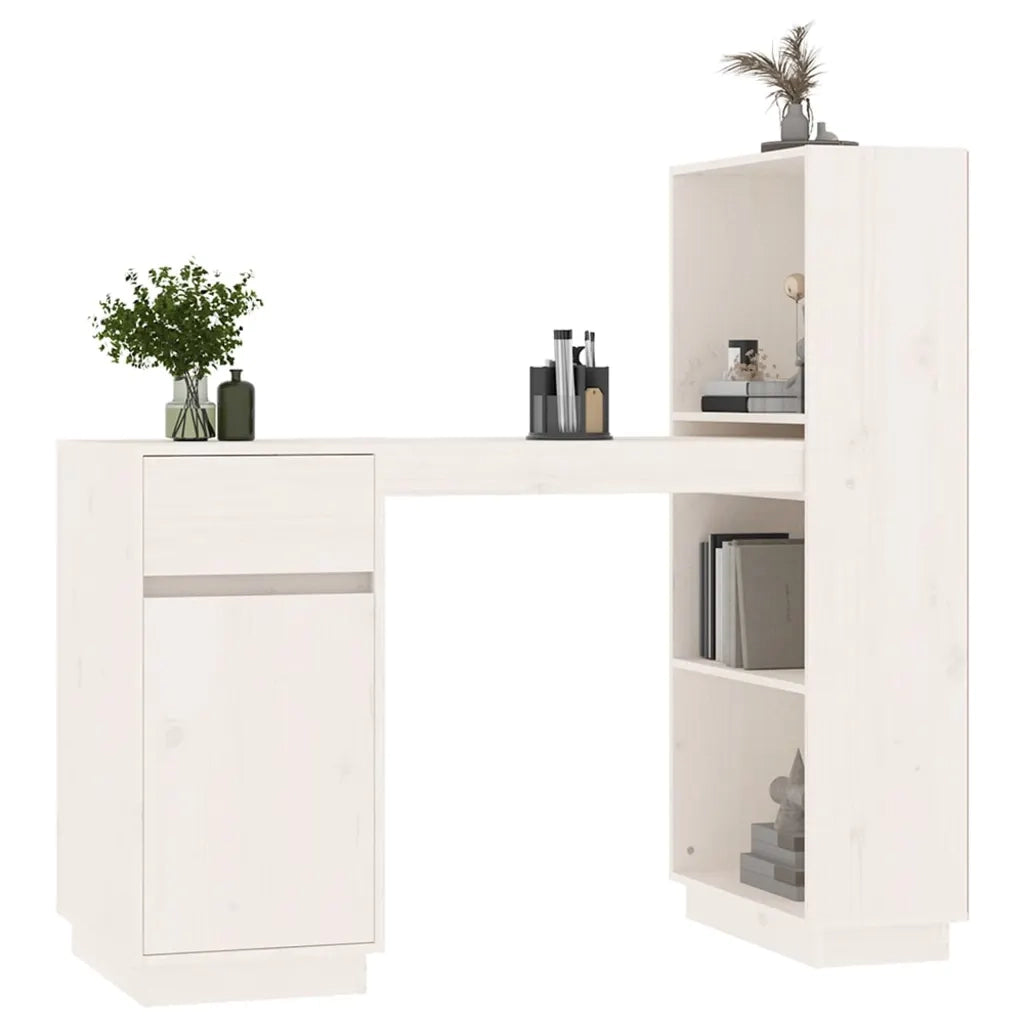 Scrivania Bianca 110x53x117 cm in Legno Massello di Pino 814510