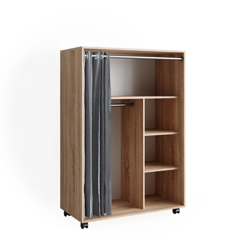 Vicco Armadio multifunzione Sonoma 100 x 146.6 cm aperto, su rotelle