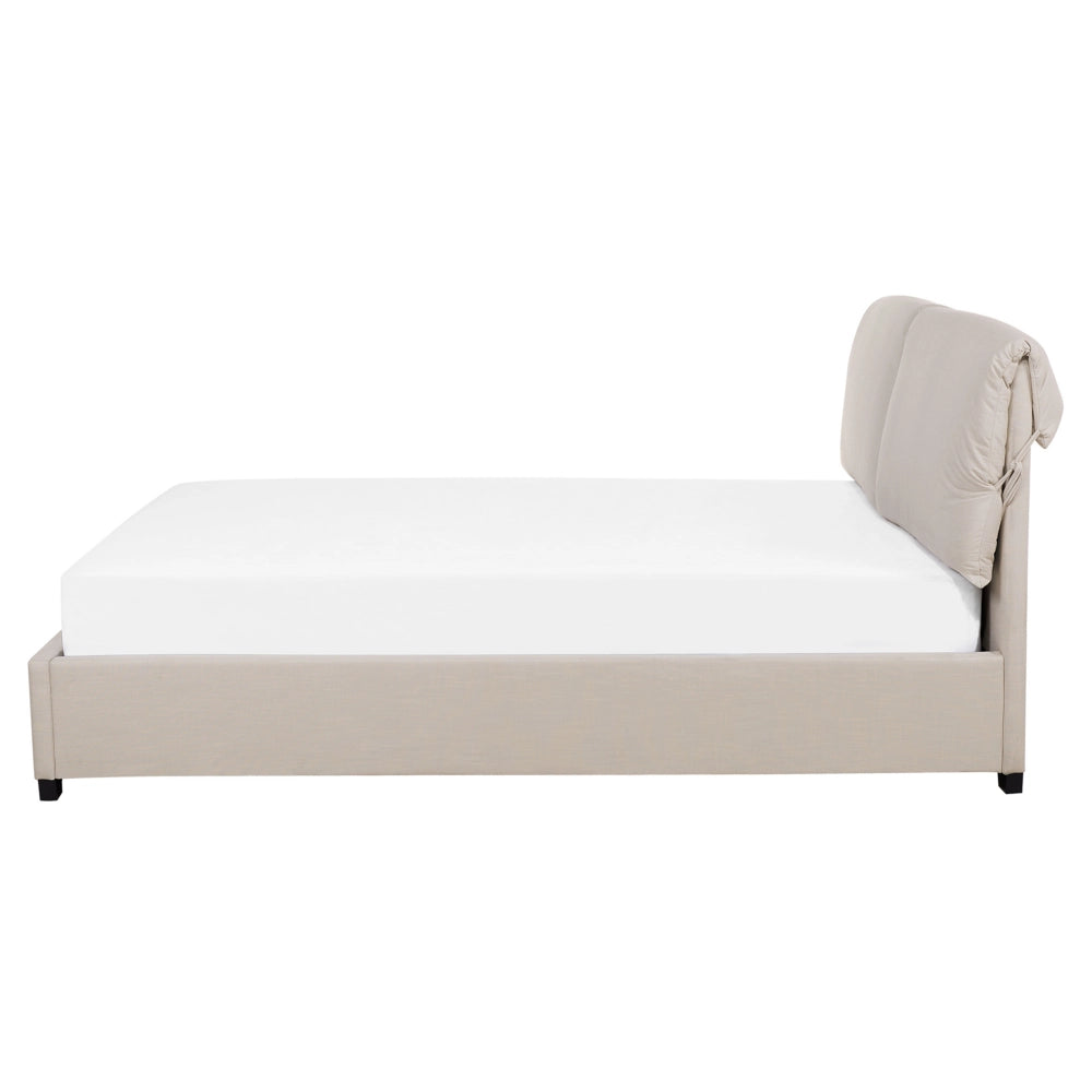 Letto ad acqua imbottito color crema con doghe in legno 160 x 200 cm stile classico elegante