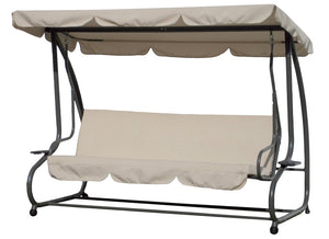 Dondolo Sofà Letto da Giardino 3 Posti in Acciaio Bauer Beige