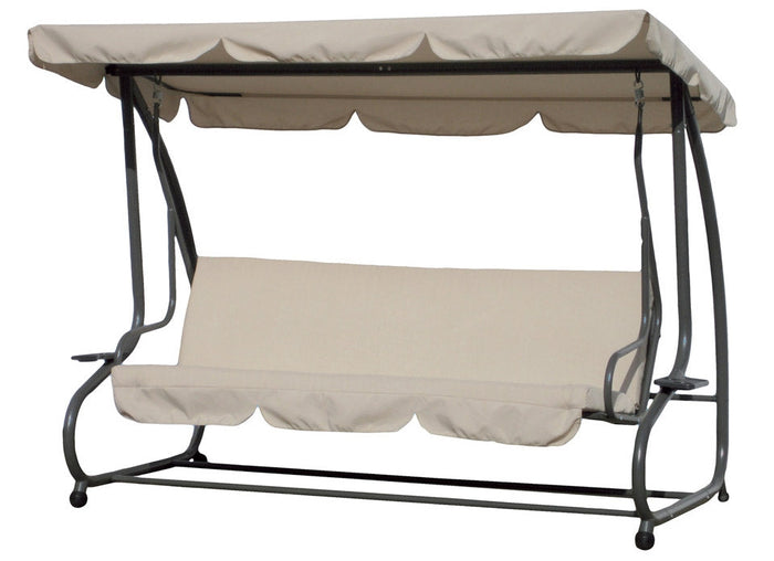 Dondolo Sofà Letto da Giardino 3 Posti in Acciaio Bauer Beige