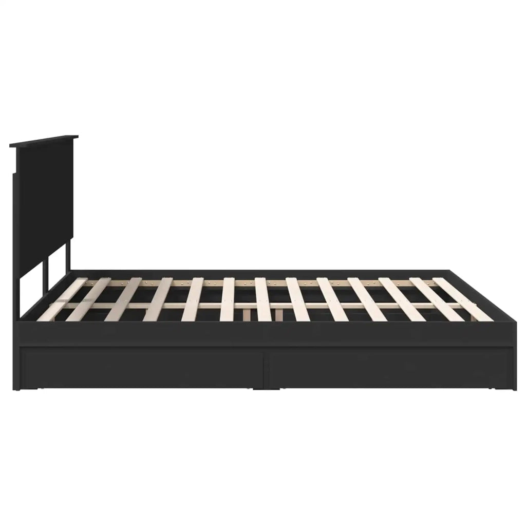 Letto con Contenitore Nero 200 x 200 cm Legno multistrato
