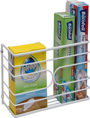 Organizzatore per la cucina - per il contenimento della pellicola per la spesa, della pellicola per avvolgere o altri oggetti da cucina - bianco
