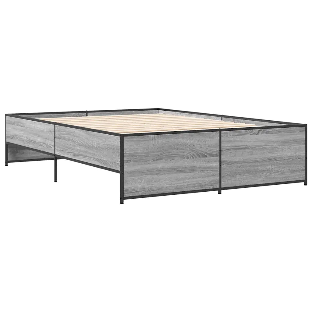 Letto matrimoniale | Letto per adulti | Giroletto Grigio Sonoma 120x190 cm in Legno Multistrato Metallo