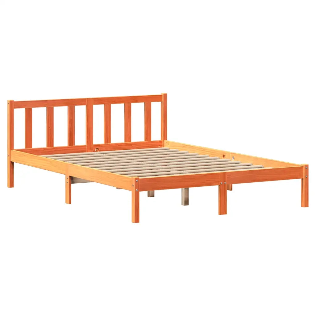Letto senza Materasso Marrone Cera 135x190 cm in Legno di Pino