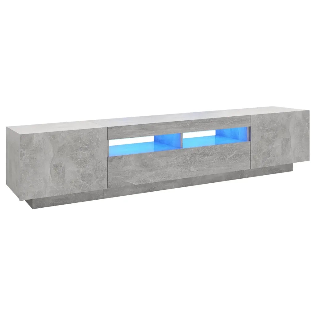 Mobile Porta TV con Luci LED-Credenza TV Grigio Cemento 200x35x40 cm