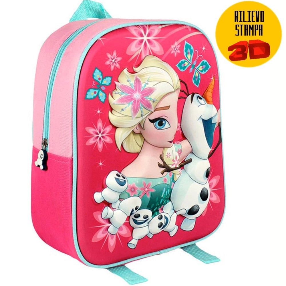 Trade Shop - Zainetto Frozen Elsa Olaf Stampa Rilievo 3d Bambine Scuola Asilo Tempo Libero -