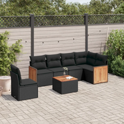 Set Divani da Giardino con Cuscini 7pz Nero Polyrattan 3227700