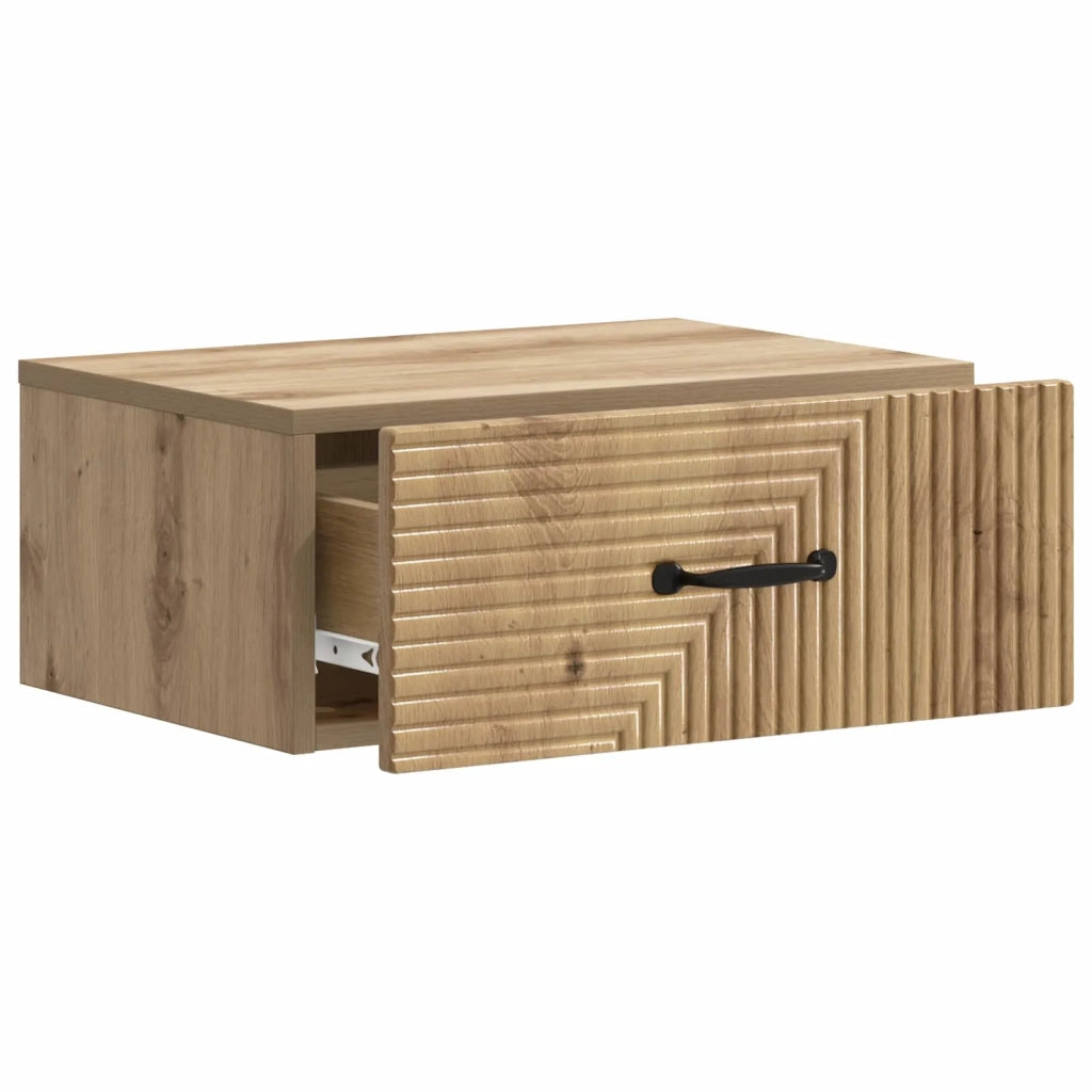 Mobiletto da notte a muro con cassetto 2 pcs Rovere Artigianale