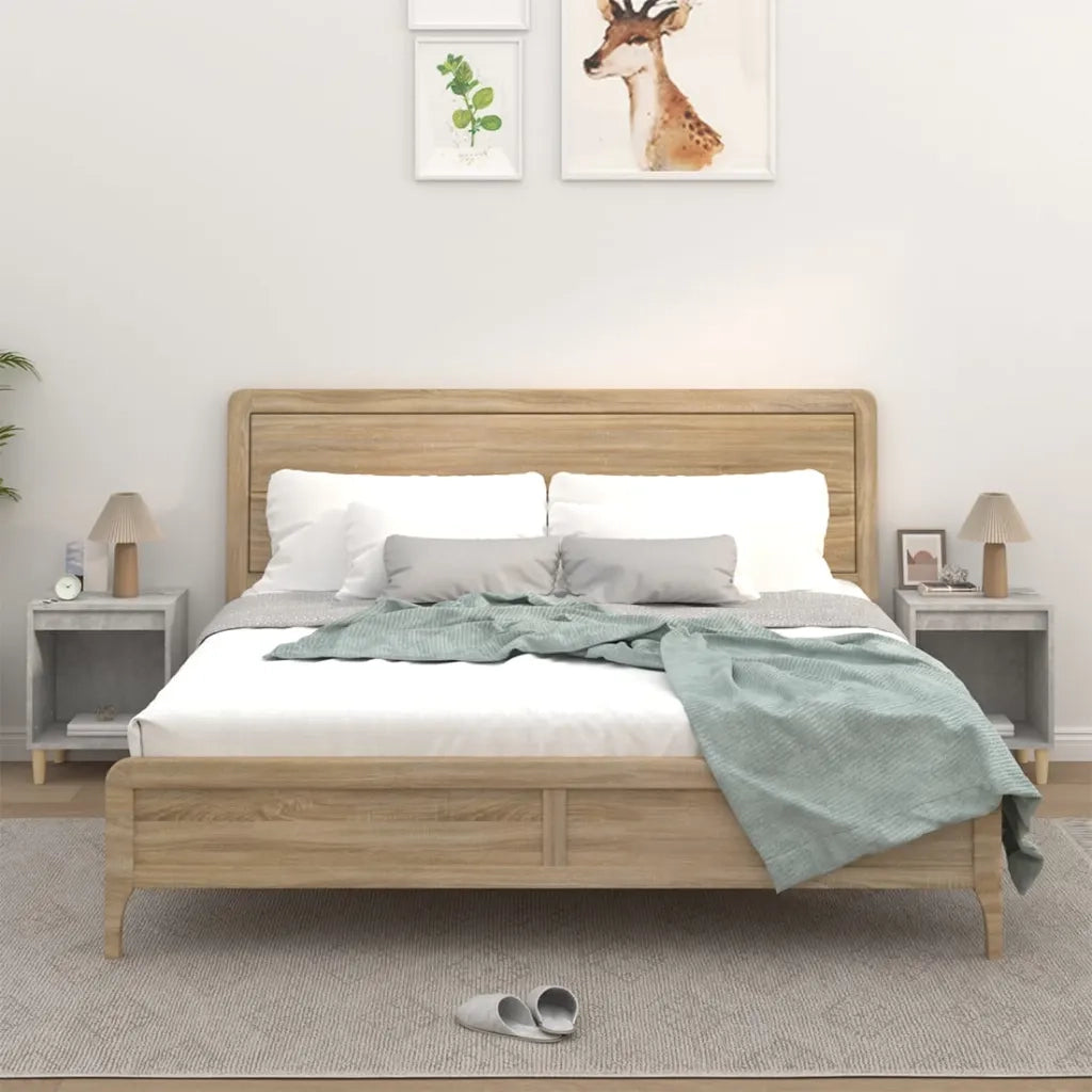 Comodini 2 pz-Set di 2 Tavolino da notte Grigio Cemento 40x35x50 cm 462268