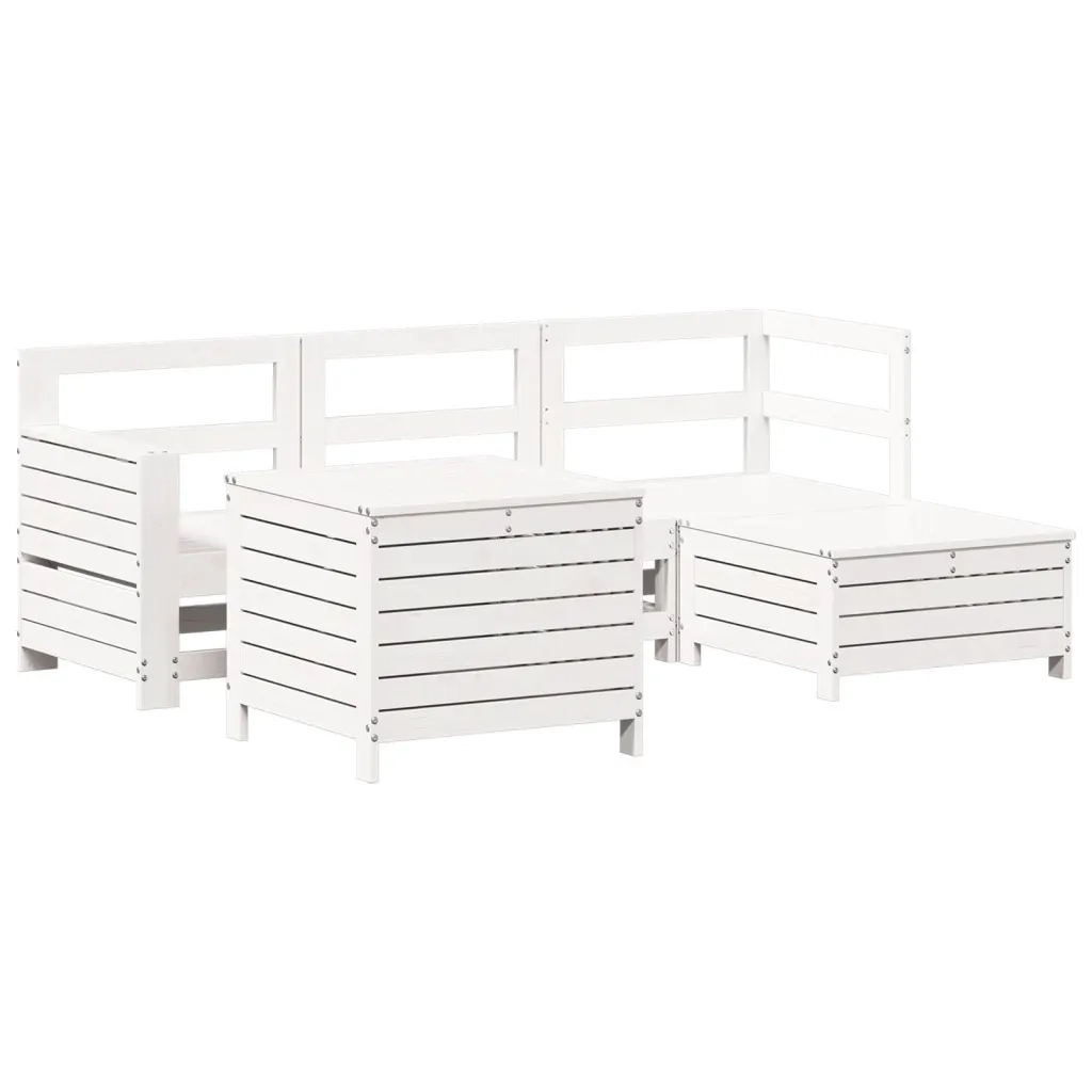 Set Salotto da Giardino 5 pz Bianco in Legno Massello di Pinocod mxl 92723