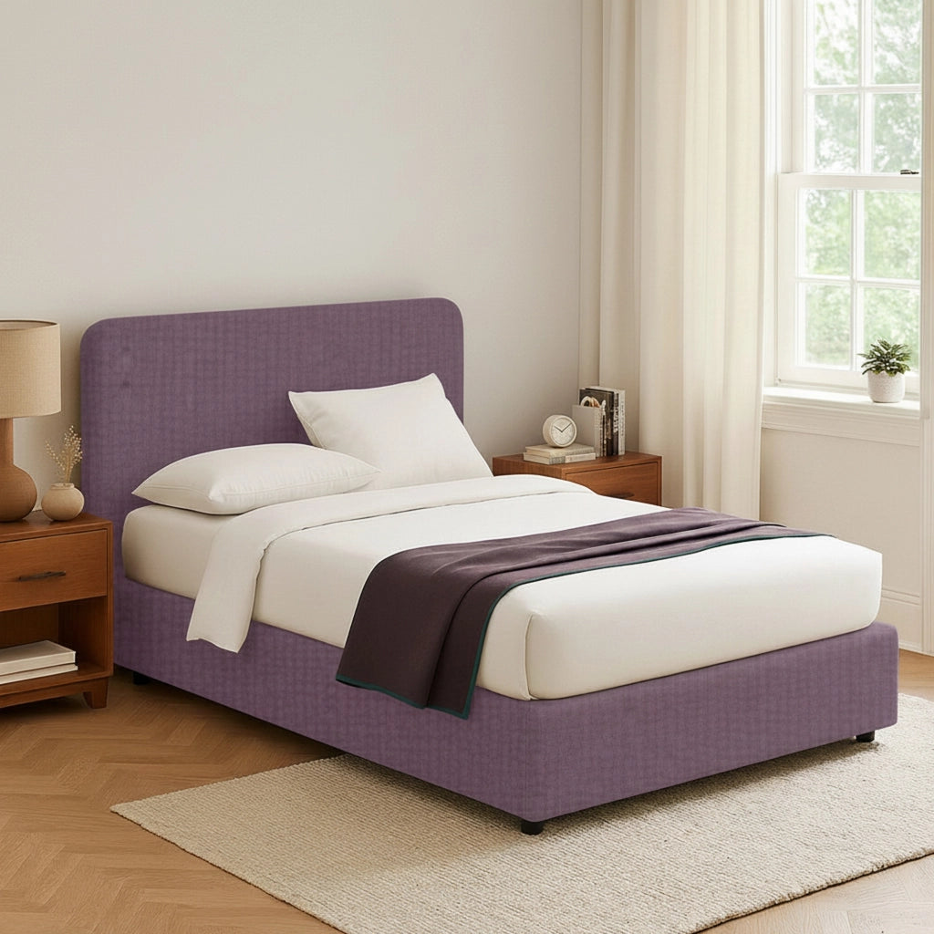 Wigan, Letto Matrimoniale Sfoderabile Made in Italy, Viola Lilla