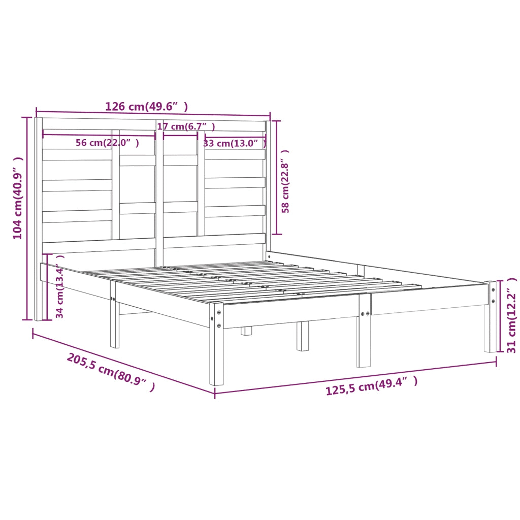 Giroletto-Struttura Letto Bianco in Legno Massello 120x200 cm 926262