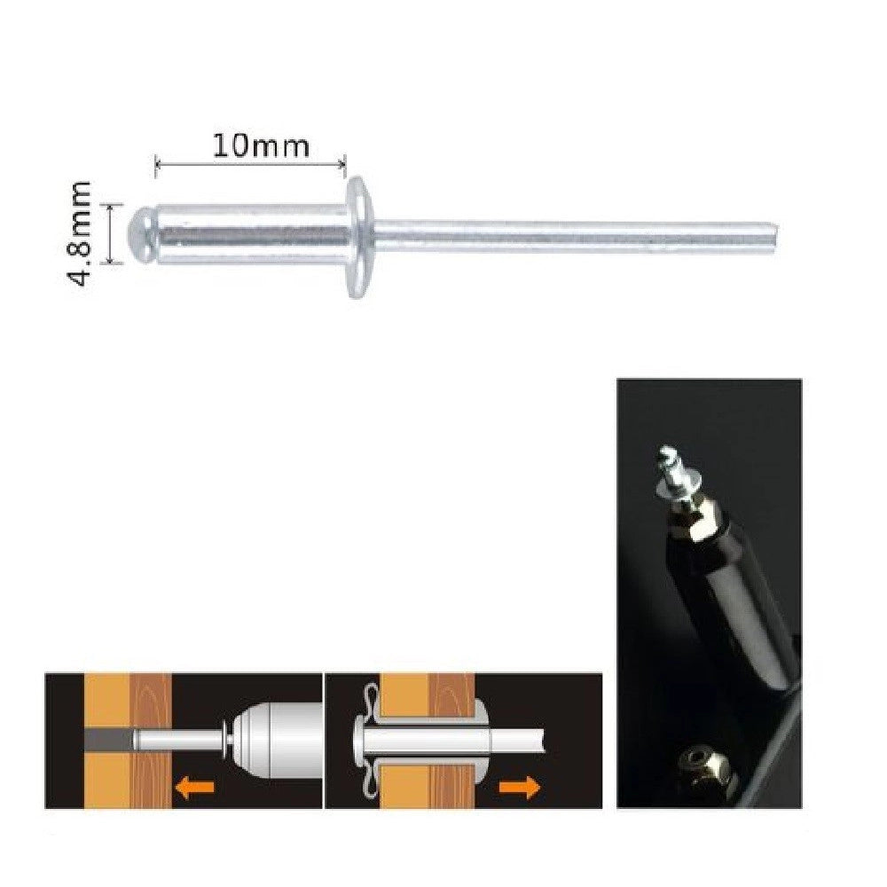 Trade Shop - Set 14pz Rivetti Rivetto 4.8x10mm Accessori Bricolage Ferramenta Fai Da Te 90820 -
