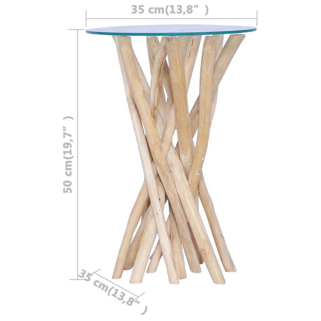 Tavolino da CaffÃ¨ Ripiano in Vetro 35x35x50 cm in Legno di Teak cod mxl 62782
