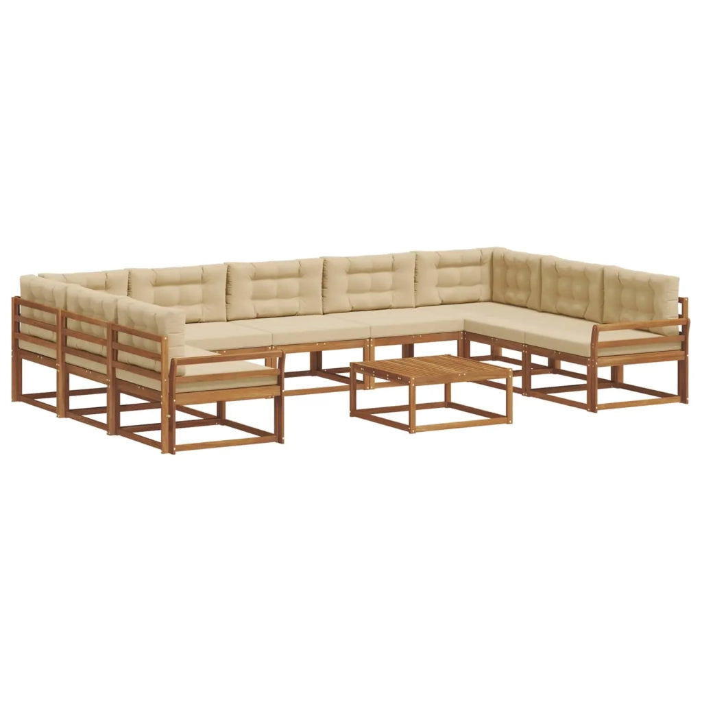 Set di divani da esterno con cuscino 10 pcs Naturale e Beige