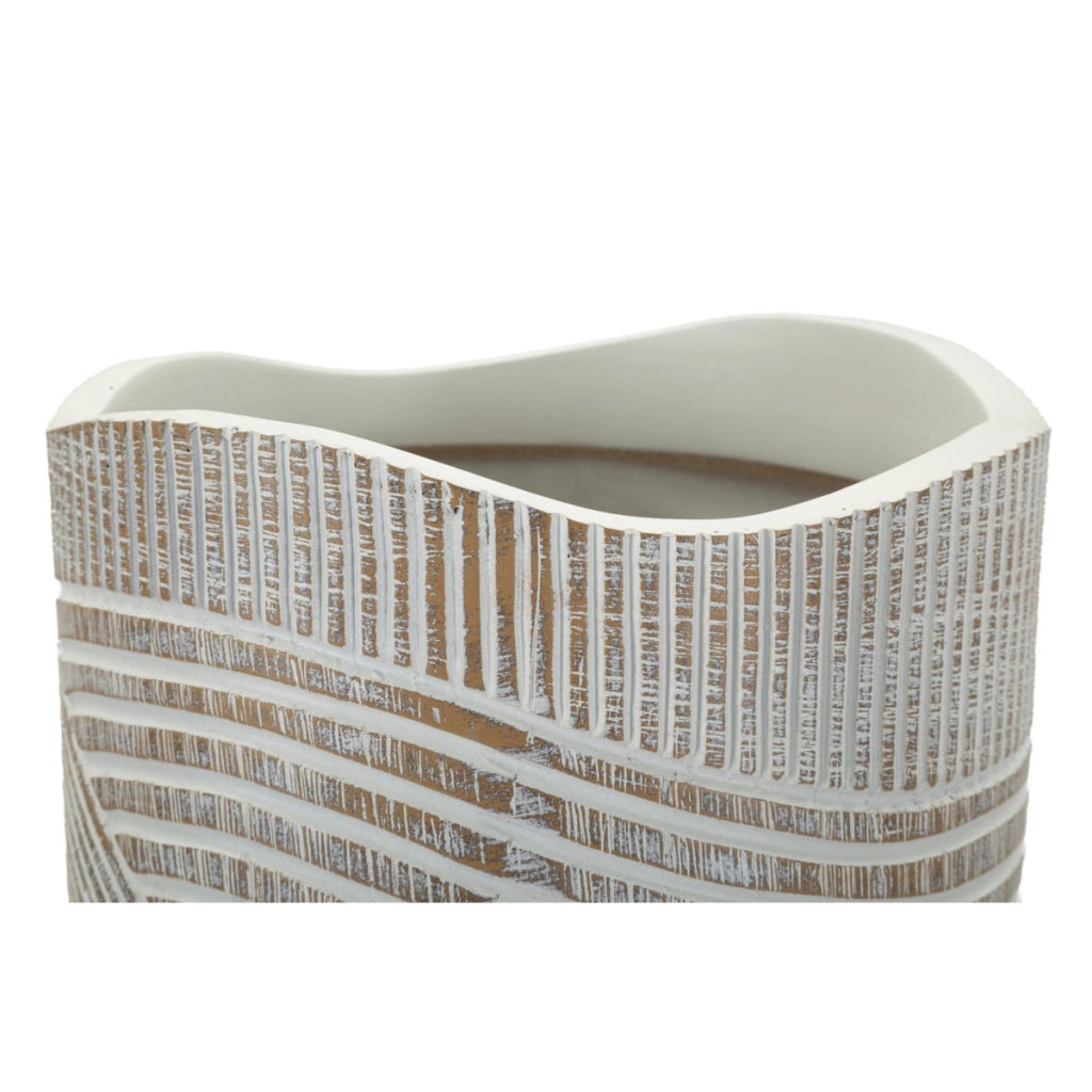 Vaso Decorativo Linee, Bianco, Poliresina, 45x18x18 cm