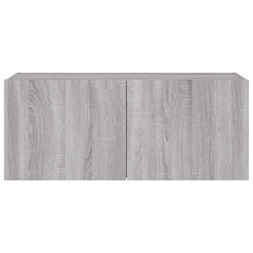 vidaXL Mobile TV a Parete con Luci LED Grigio Sonoma 100x35x41 cm