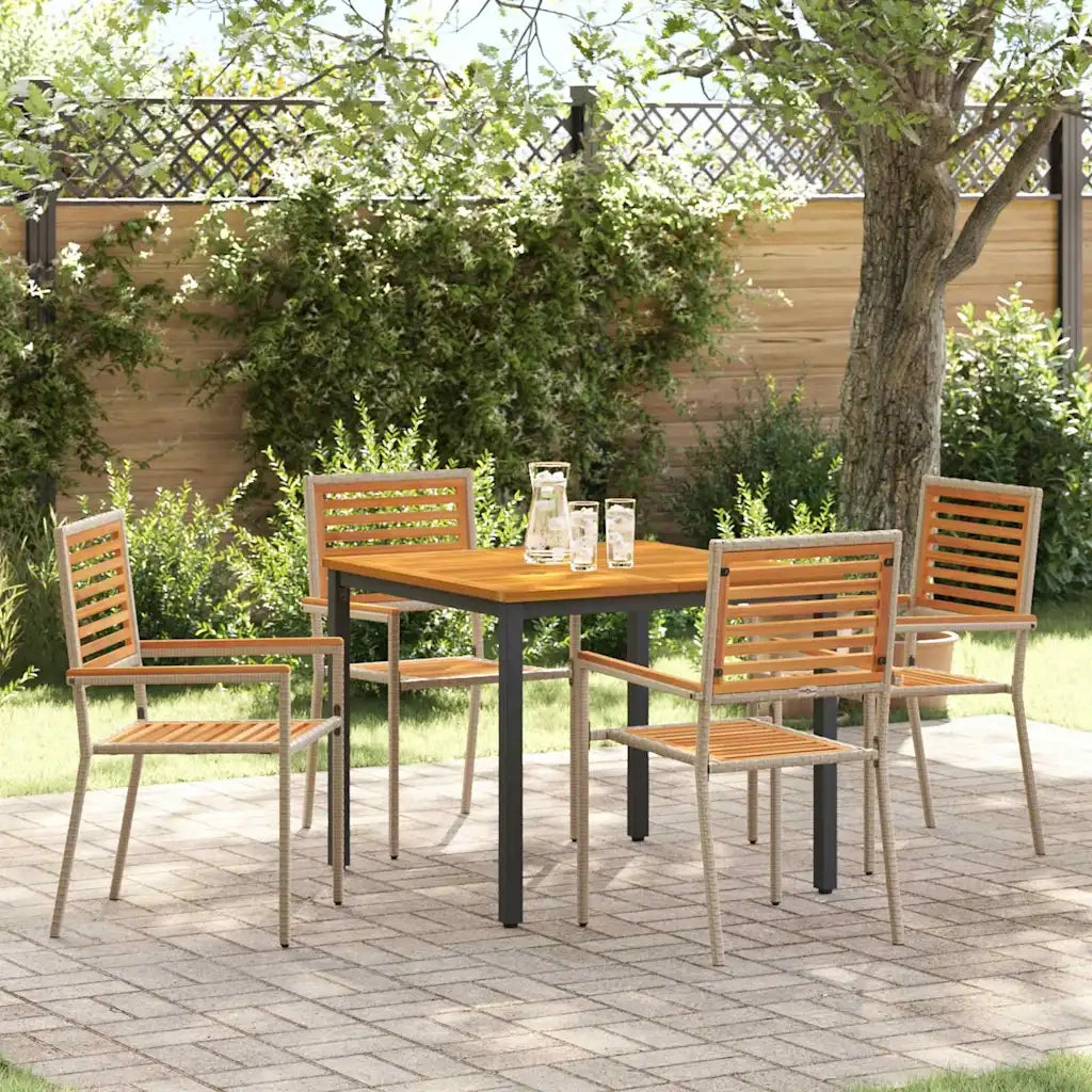 Set da Pranzo per Giardino 5 pcs Beige e Marrone polyrattan
