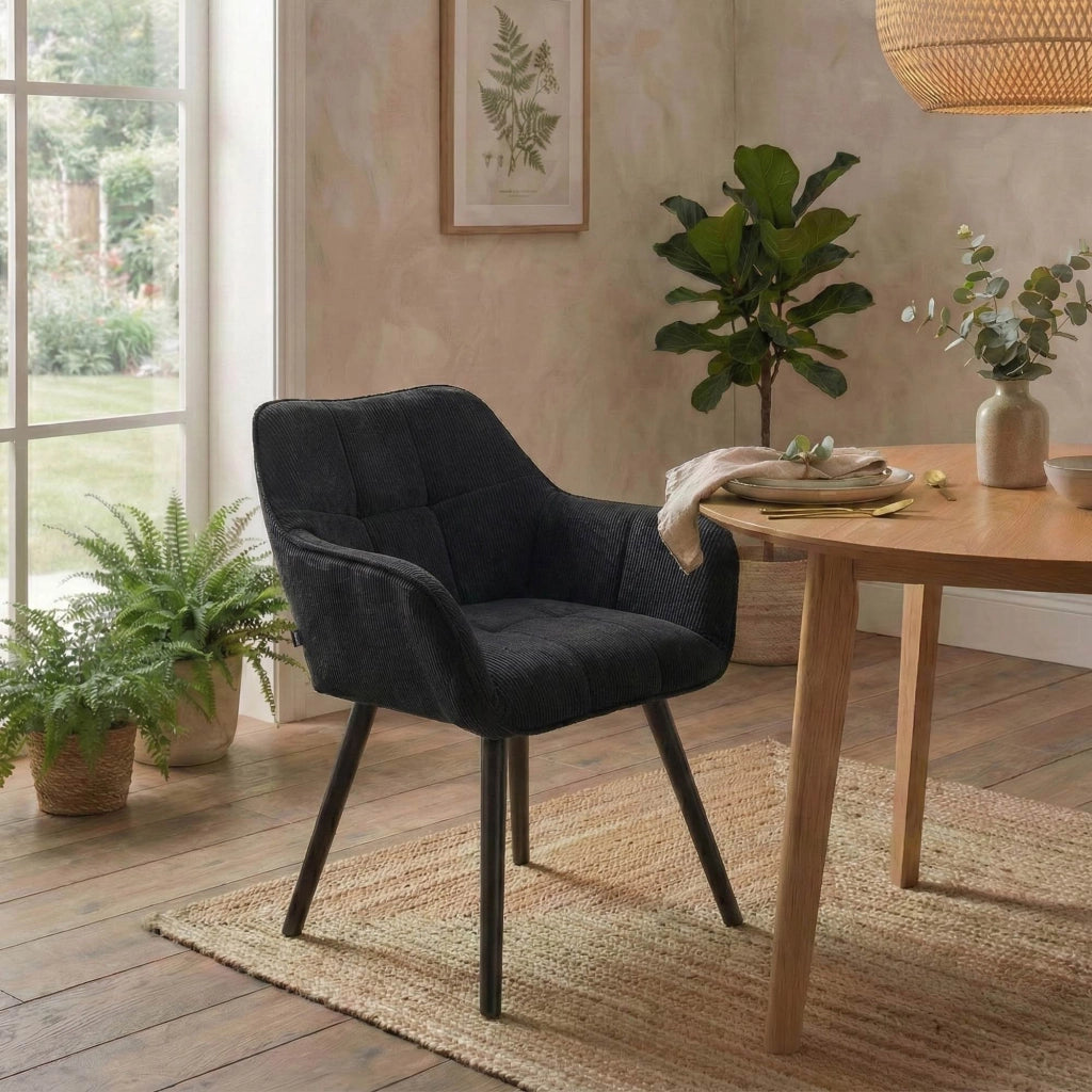 Sedia per sala da pranzo Vienna Cord nera 5