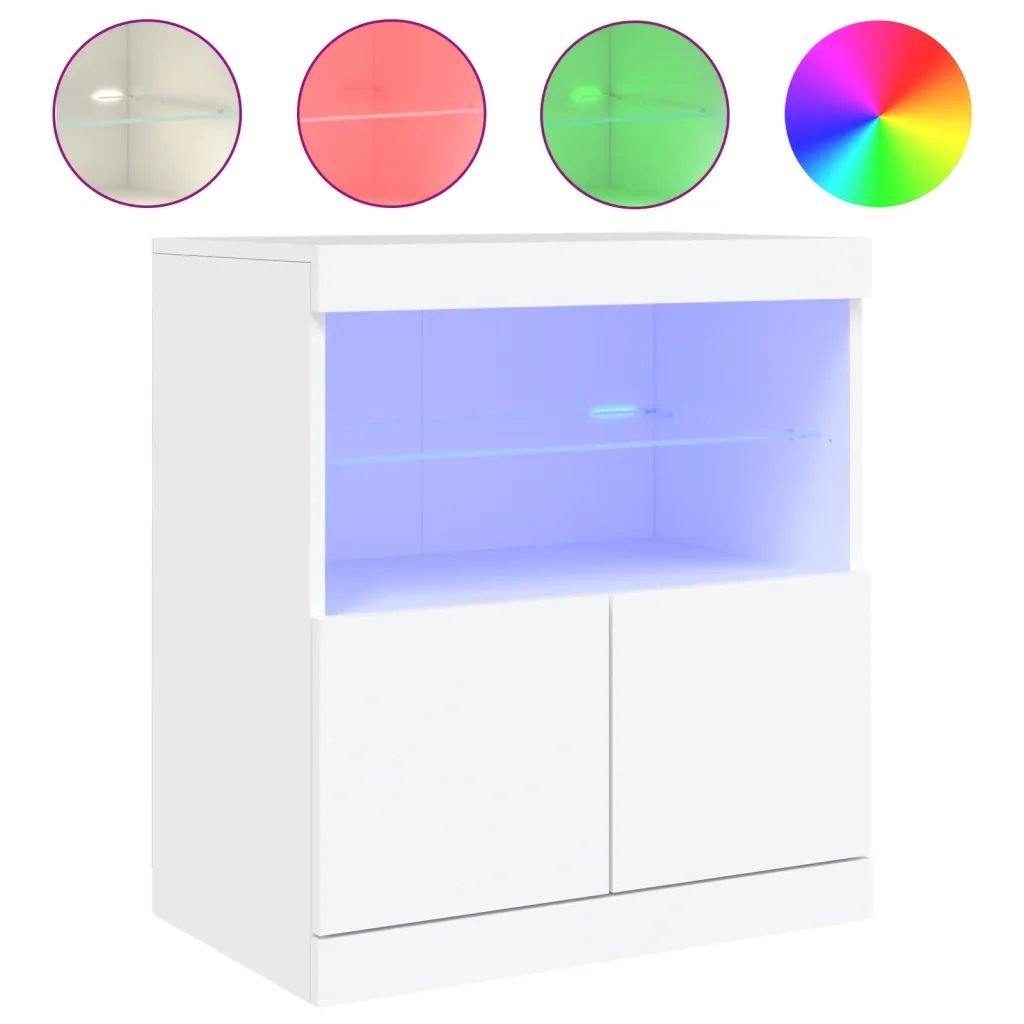 Credenza con Luci LED Bianca 60x37x67 cm 836651