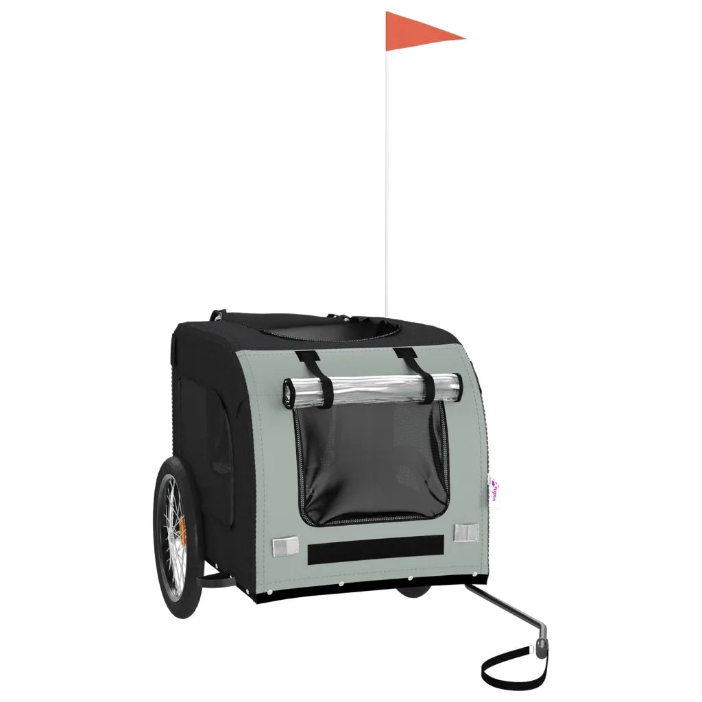 Rimorchio da Bici per Animali Grigio e Nero Oxford e Ferro CFW3428640