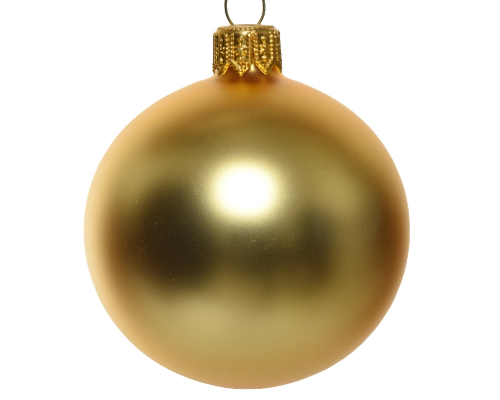 Box Da 6 Palline Di Natale Vetro Opaco Colore Oro Chiaro 6Cm