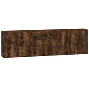Credenze 3 pz | Madia | Buffet da pranzo | Armadio da pranzo Rovere Fumo in Legno Multistrato
