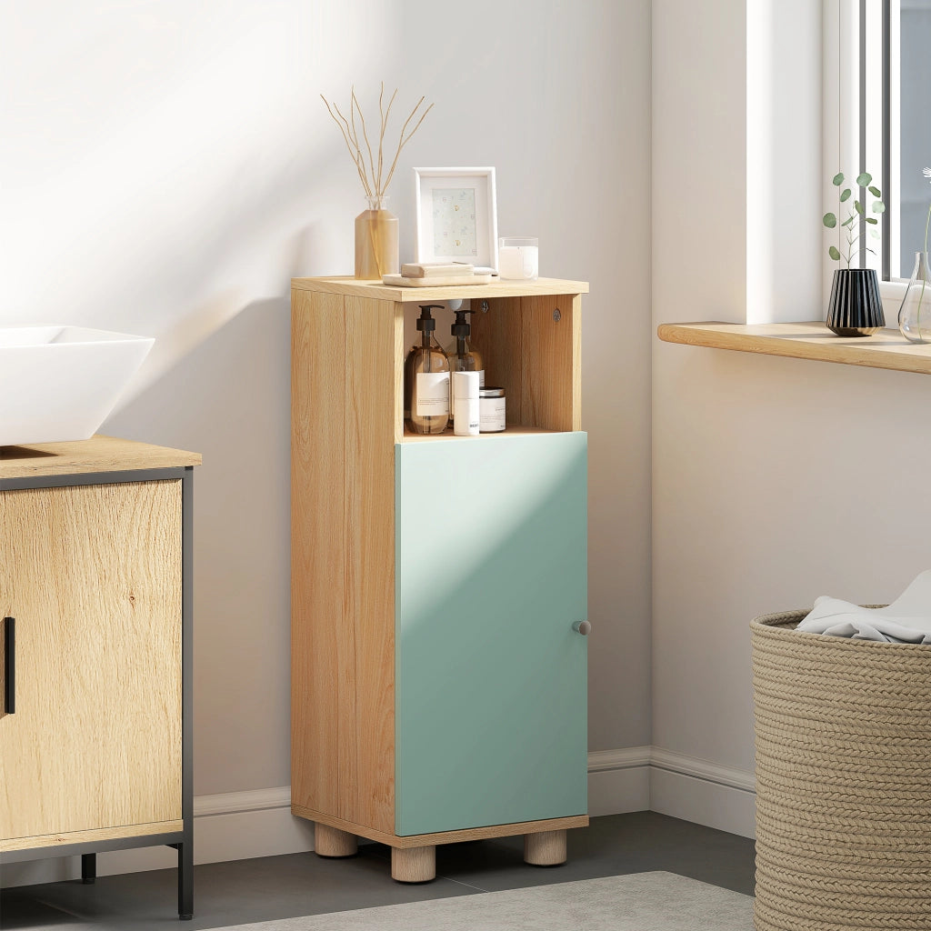 Mobile Bagno Stretto con Anta e Ripiano Aperto ¨C zephmum ¨C Verde 30x30x80