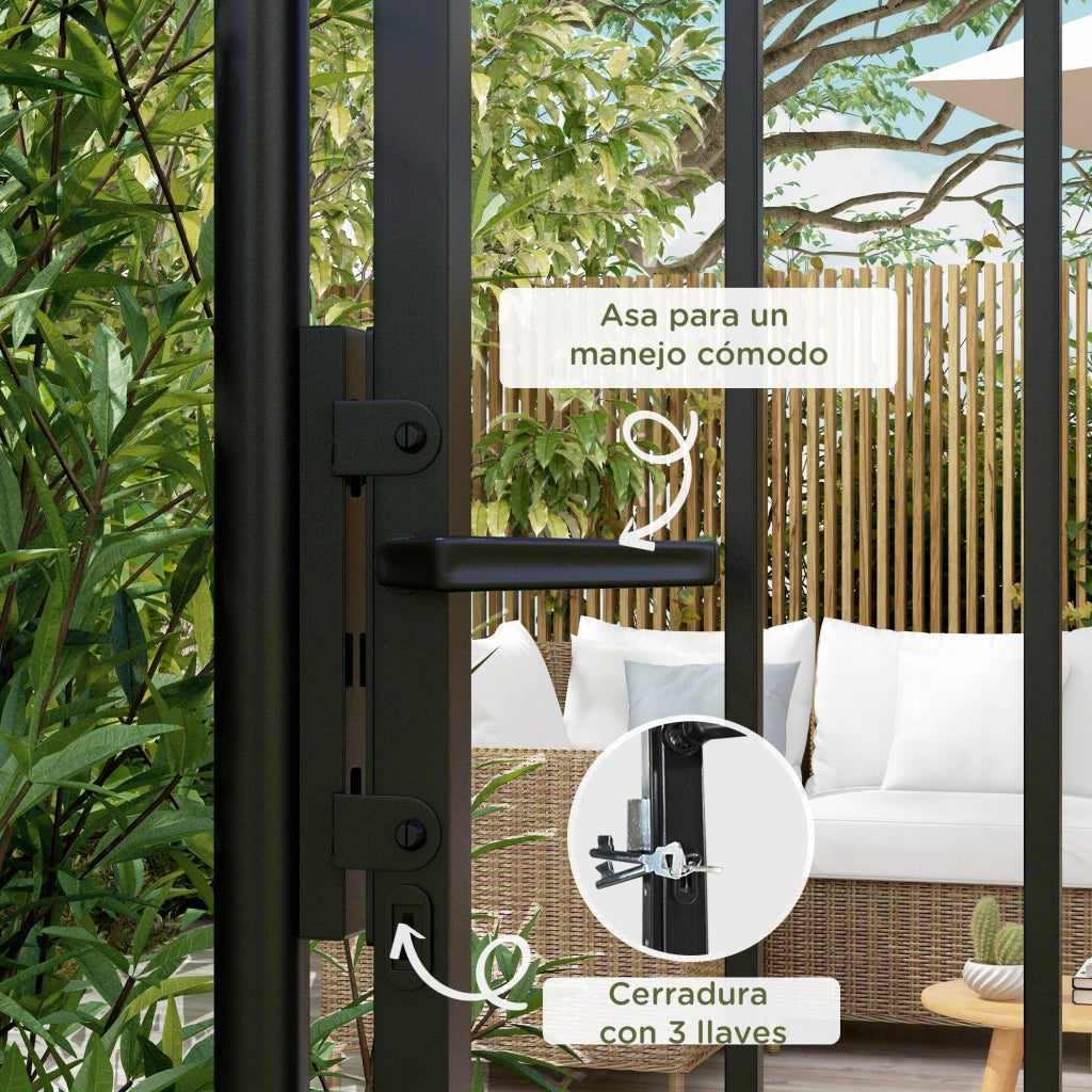 Porta da Giardino in Acciaio Galvanizzato con Decorazione a Frecce ¨C Zephmum ¨C Nero 107x204 cm
