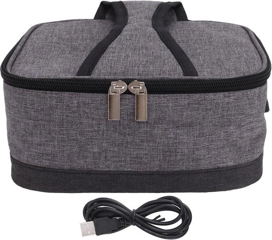 Borsa alimentare elettrica - Riscaldamento portatile - Contenitore alimentare con temperatura costante - Riscaldatore portatile - Riscaldamento con alimentazione USB - Colorazione grigio chiaro