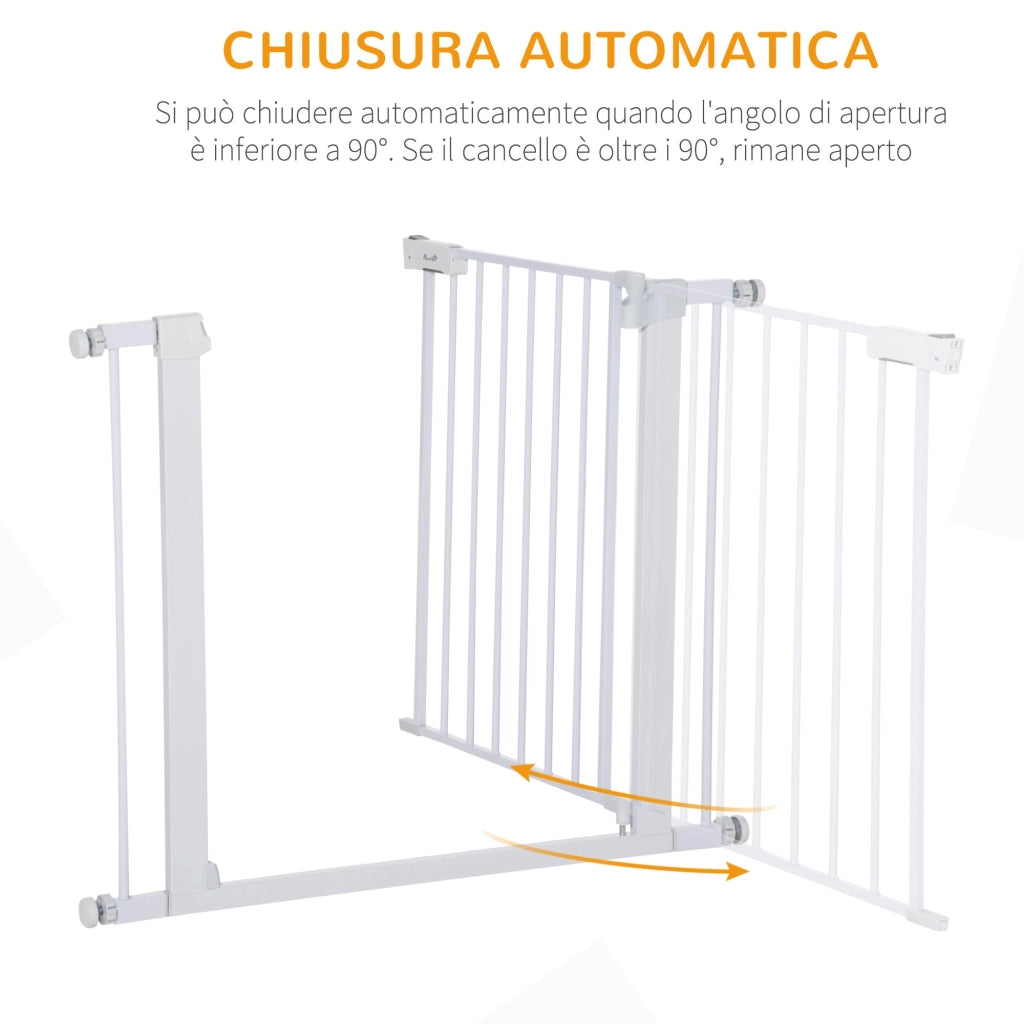 Cancelletto Sicurezza Regolabile per Cani 75-96 cm in Acciaio e Plastica Bianco