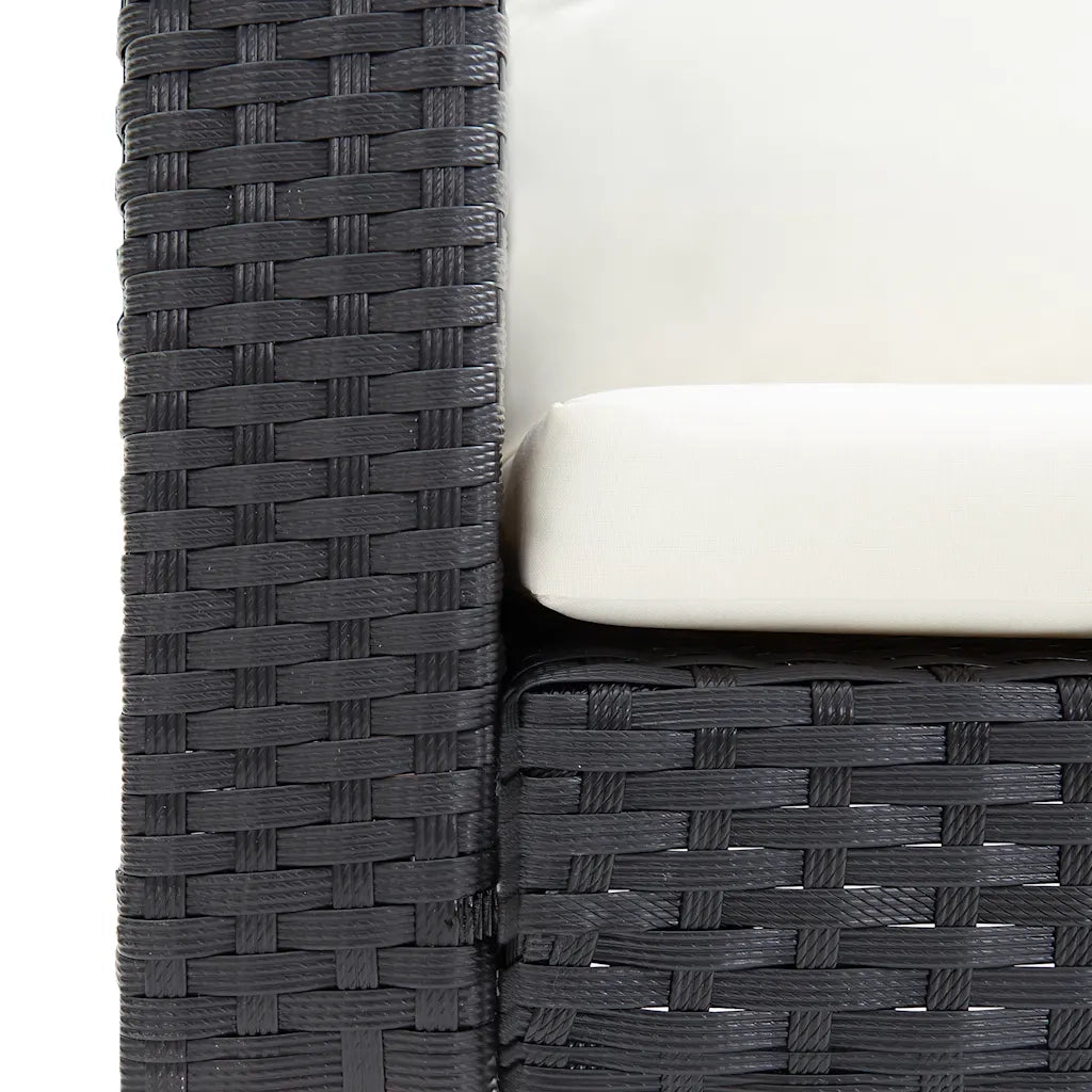Divano da Giardino a 3 Posti con Cuscini in Polyrattan Nero cod mxl 70657