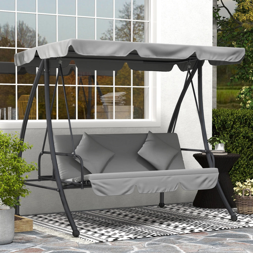 Divano da Giardino Letto 3 Posti Esterno ¨C Minimal ¨C Grigio Tessuto Poliestere Polyrattan
