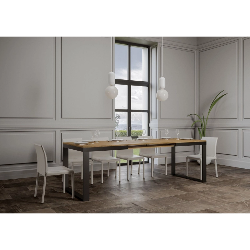 Tavolo allungabile 90x180/284 cm Tecno Evolution telaio Antracite - Quercia Natura