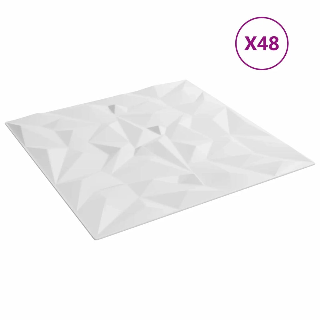 Pannelli da parete 48 pz 50 x 50 cm Bianco Schiuma XPS 42046052