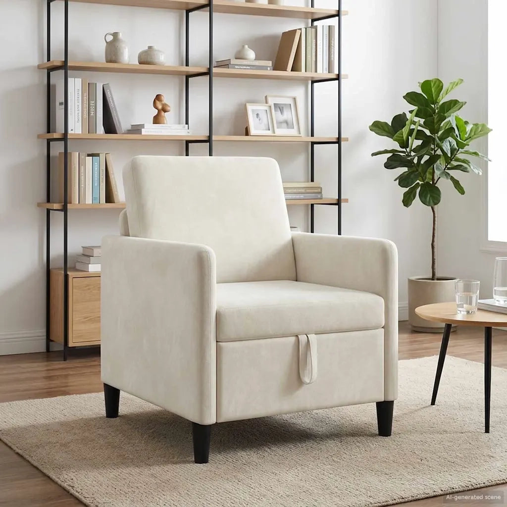 Divano con Storage Crema 72 x 78 x 87 cm Poliestere 42036885