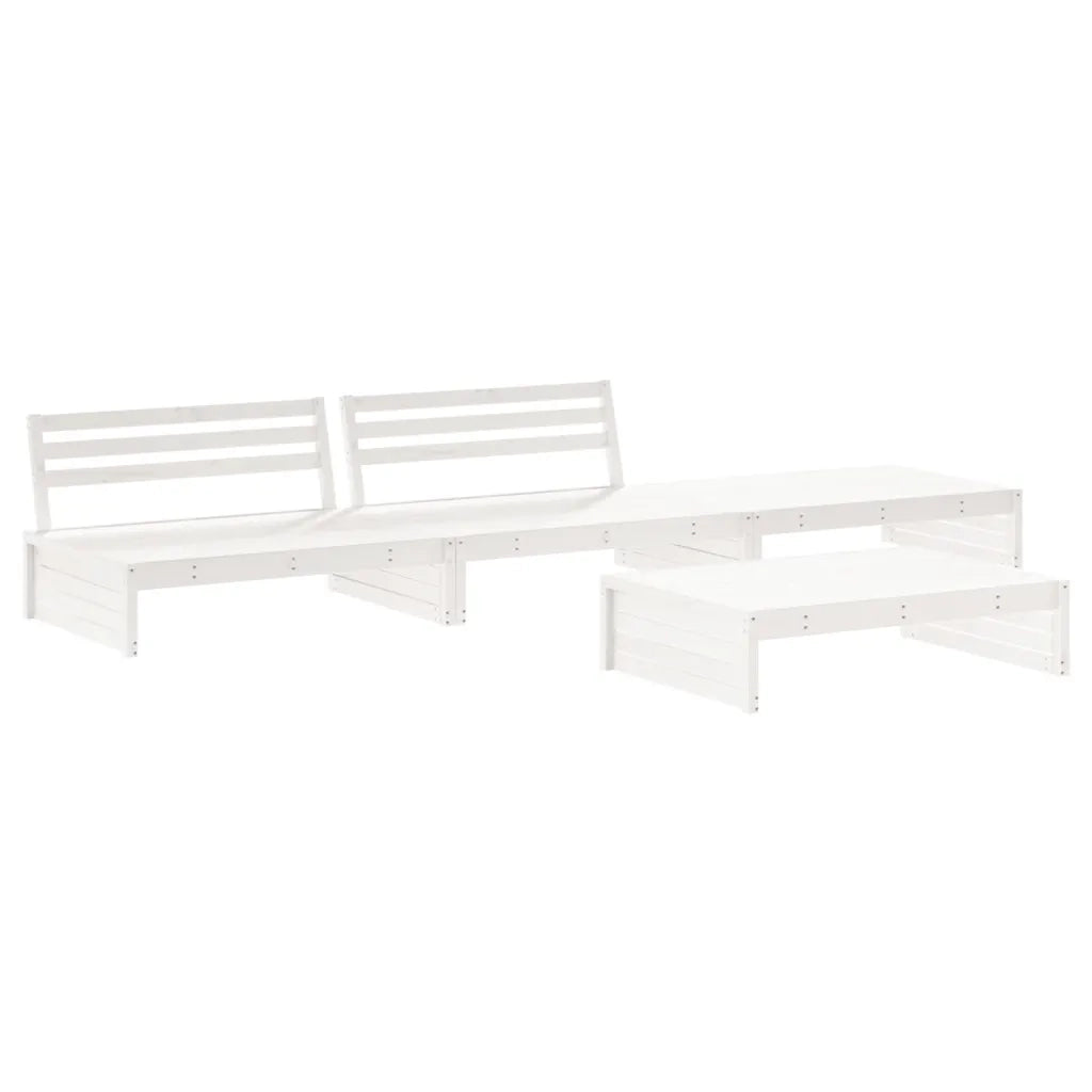 Set Divani da Giardino 4pz con Cuscini in Legno Massello Bianco 3186138